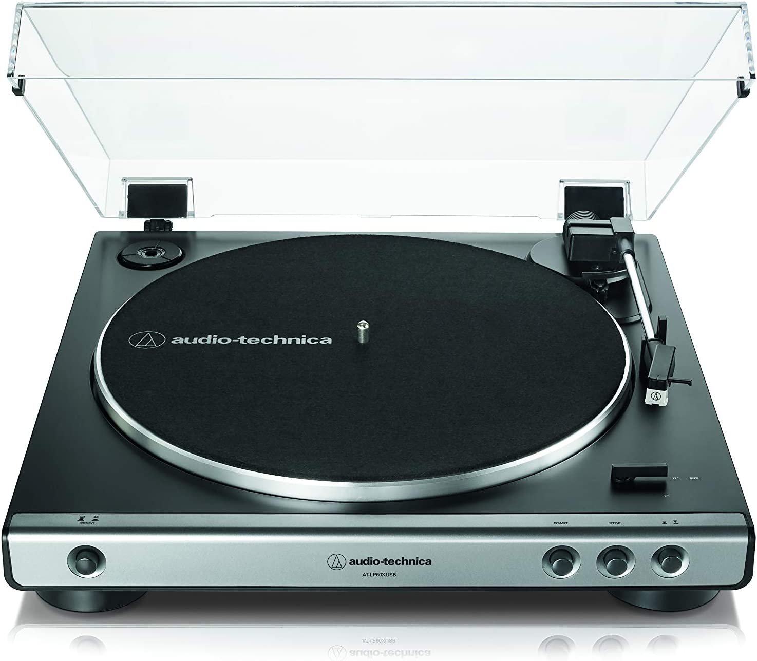 Audio-Technica AT-LP60XUSB- Tocadiscos automático estéreo de tracción por correa (analógico y usb), Negro (Gunmetal)
